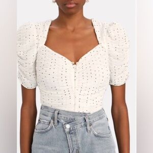 FRAME Gathered Button Front Top